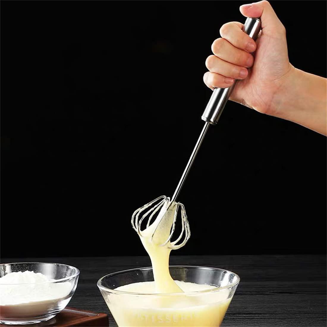 cnyejqjc egg whisk, stainless steel hand egg beater, rotating push mixer stirrer whisk, kitchen tools blender for home, versatile tool