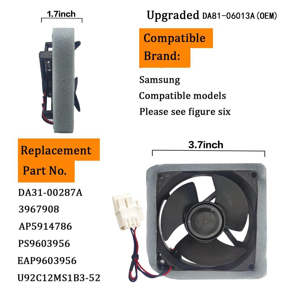 Nexjy upgraded da81-06013a da31-00287a u92c12ms1b3-52 (oem) refrigerator evaporator fan motor for samsung, compatible with samsung: