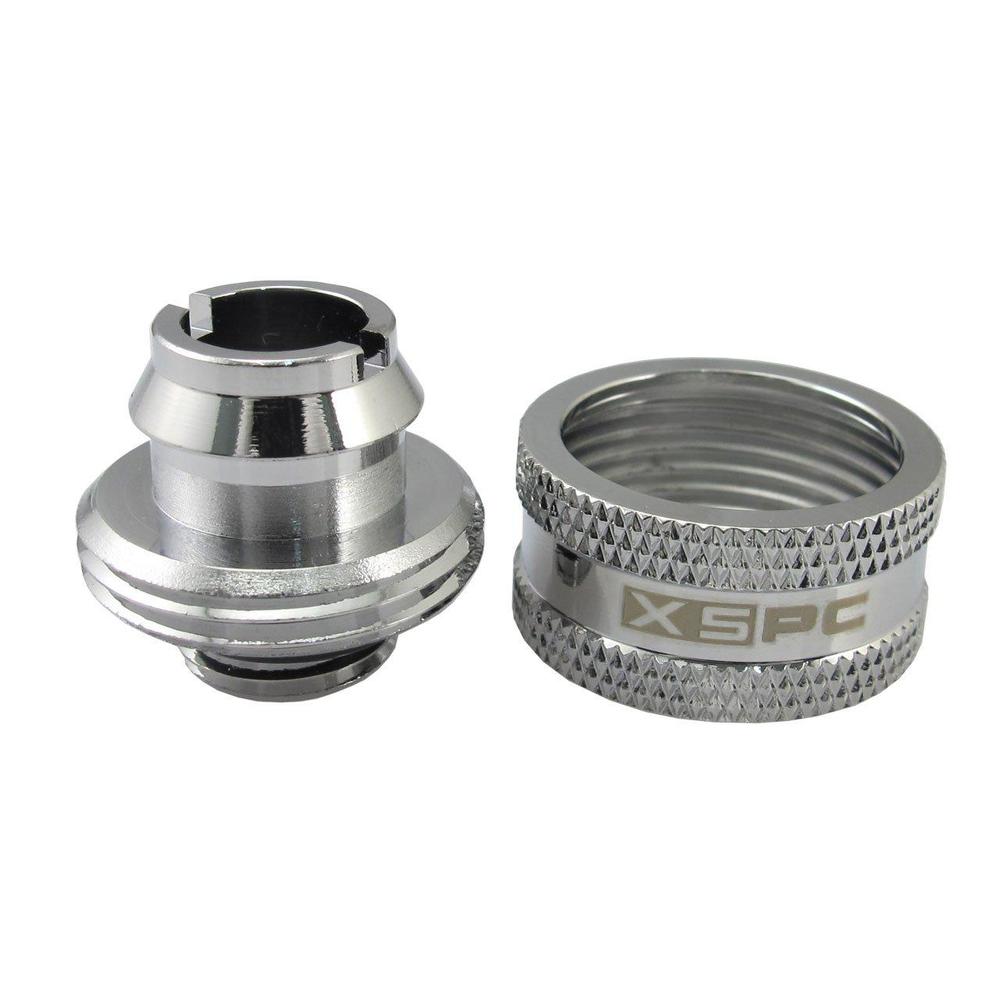 xspc g1/4" to 1/2" id, 3/4" od compression fitting v2 for soft tubing, chrome, 4-pack