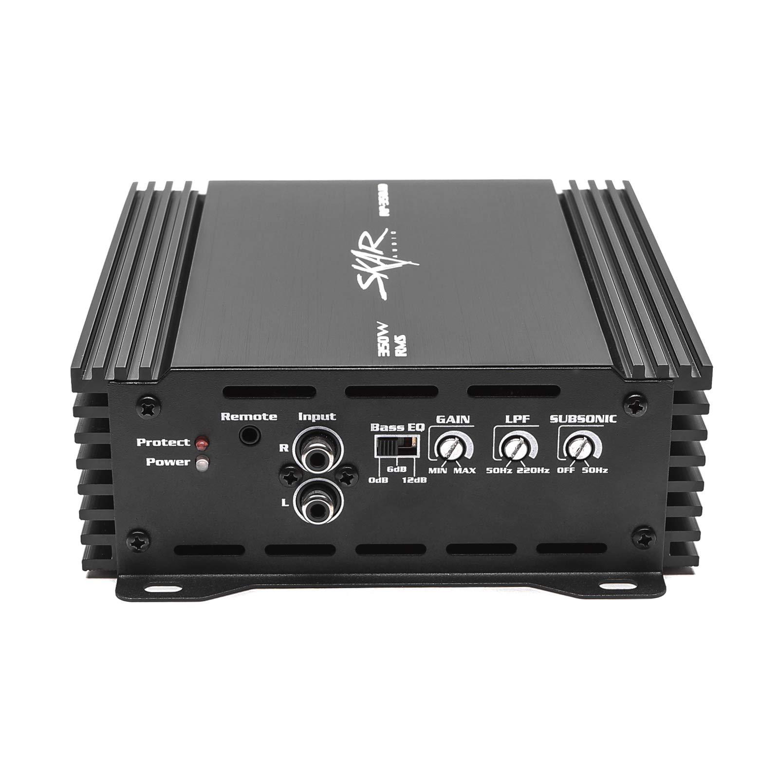 skar audio rp-350.1d monoblock class d mosfet amplifier with remote subwoofer level control, 350w