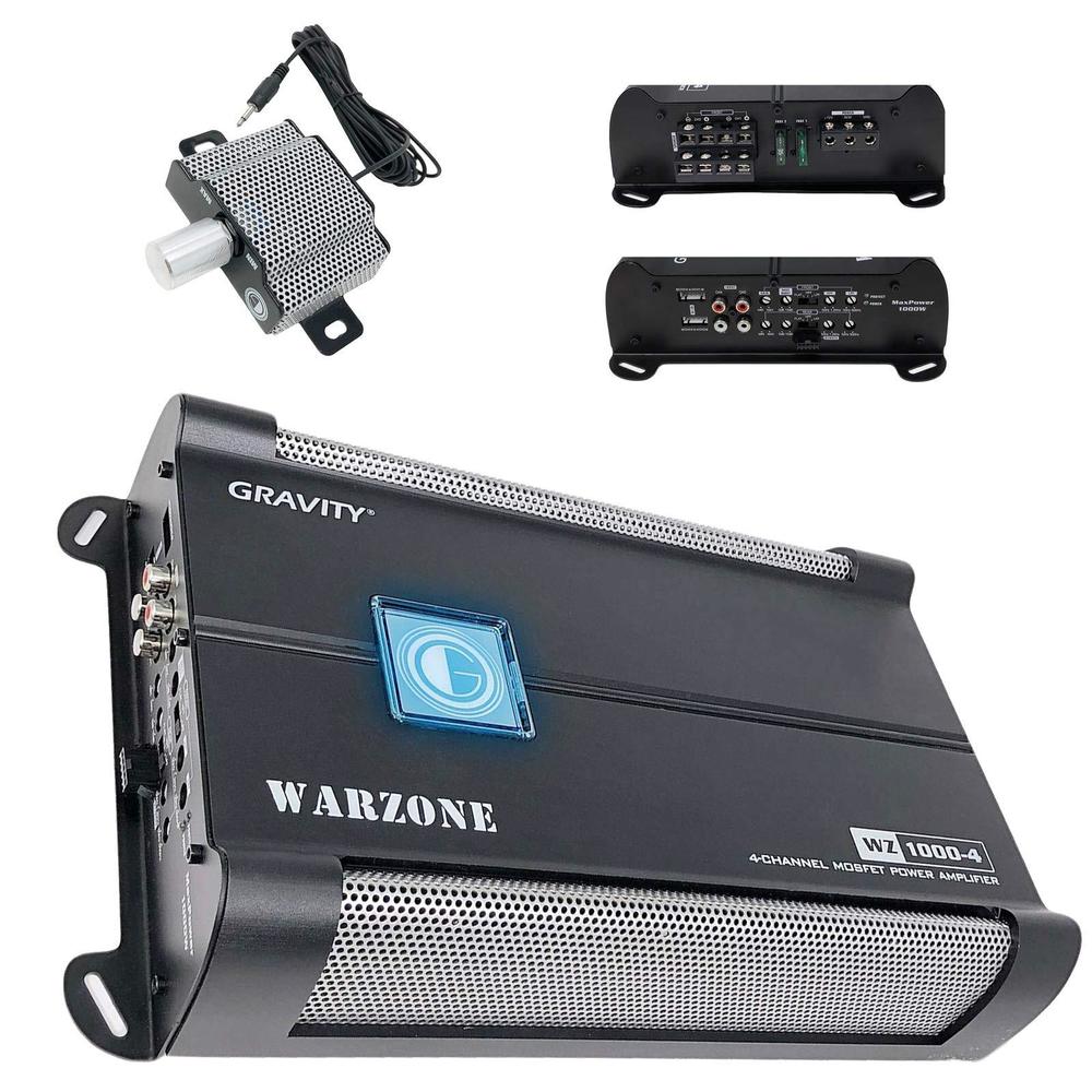 Gravity Audio car amplifiers - gravity audio wz1000.4 warzone 1000w 4 channels class a/b amp 2/4 ohm stable with remote sub control