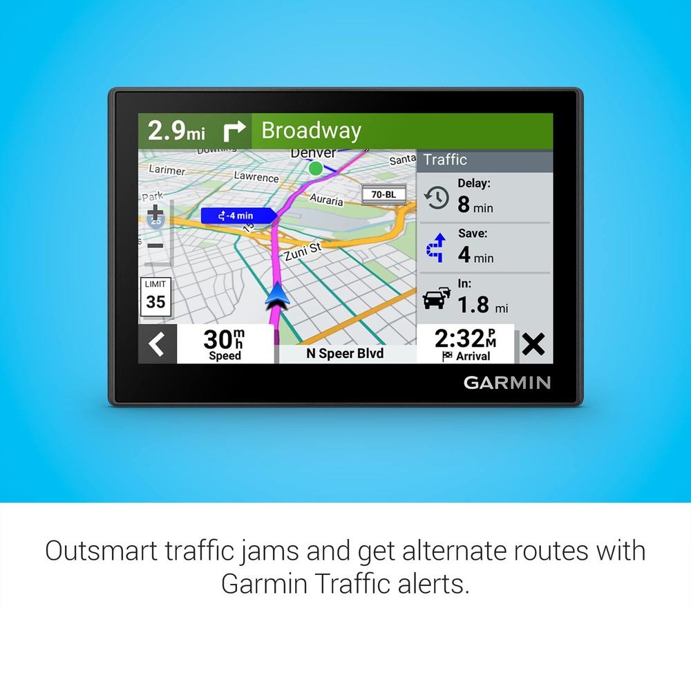 garmin drive 53 gps navigator, high-resolution touchscreen, simple on-screen menus and easy-to-see maps, driver alerts