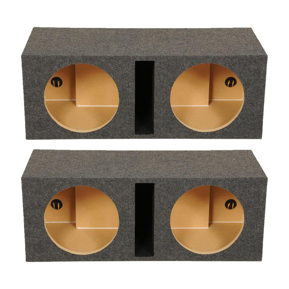 Q Power qpower qbass dual 10 inch heavy duty mdf car audio subwoofer enclosure boxes with shared slot port vent and dual chamber desi