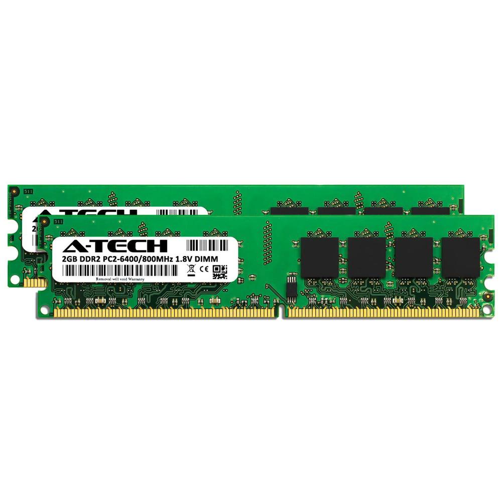 a-tech 4gb (2x2gb) ddr2 800mhz udimm pc2-6400 cl6 1.8v dimm non-ecc unbuffered desktop ram memory modules