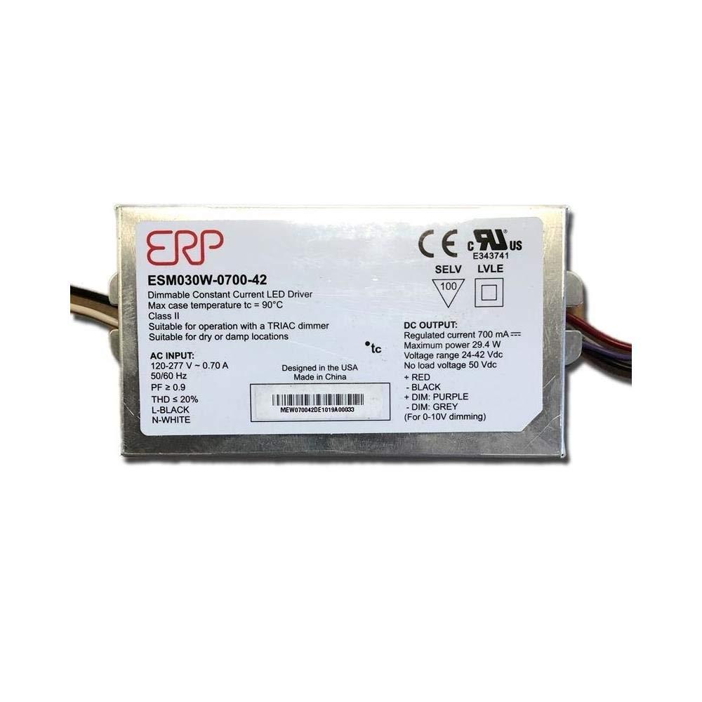 ERP Power erp esm030w-0700-42 led power supplies 120-277 vac, 87% eff, rectangular metal case, forward/reverse phase & 0-10v dimming, 1