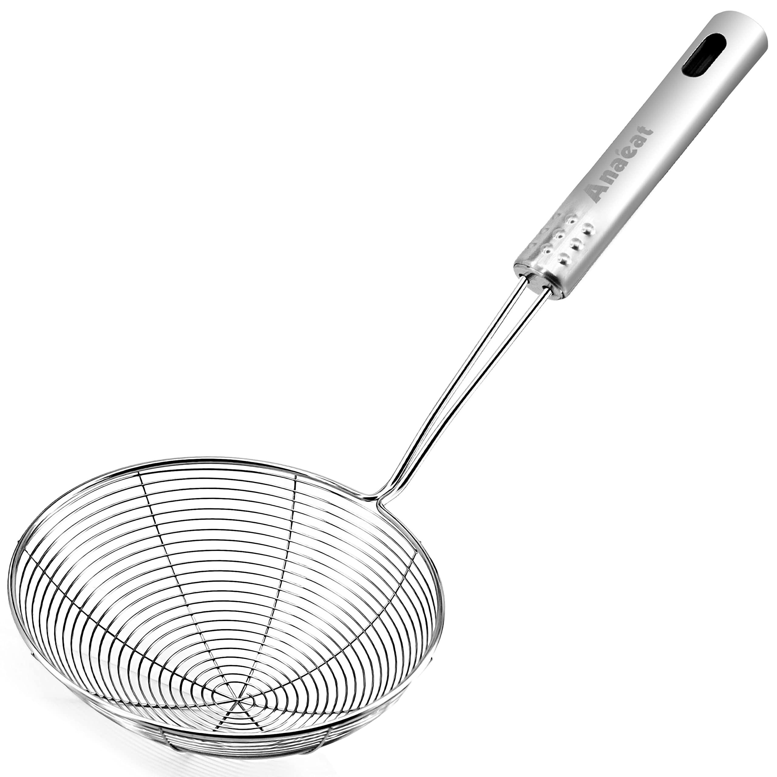 Anaeat anaeat 4.5 stainless steel spider strainer skimmer, professional  kitchen pasta strainer spoon with long handle - asian strai