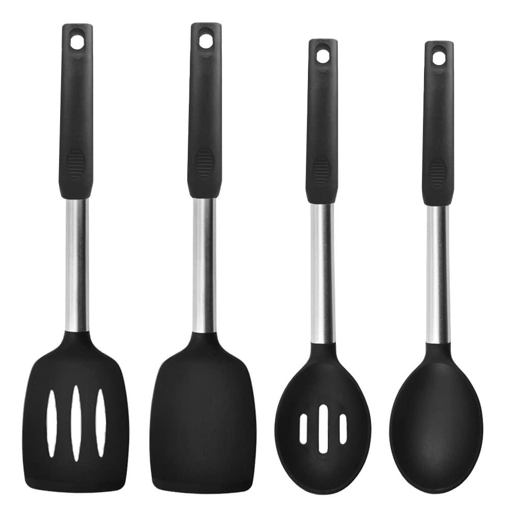 wiztoynia pack of 4 silicone spatula, bpa free silicon kitchen utensils set  heat resistant for nonstick cookware kitchen gadgets large
