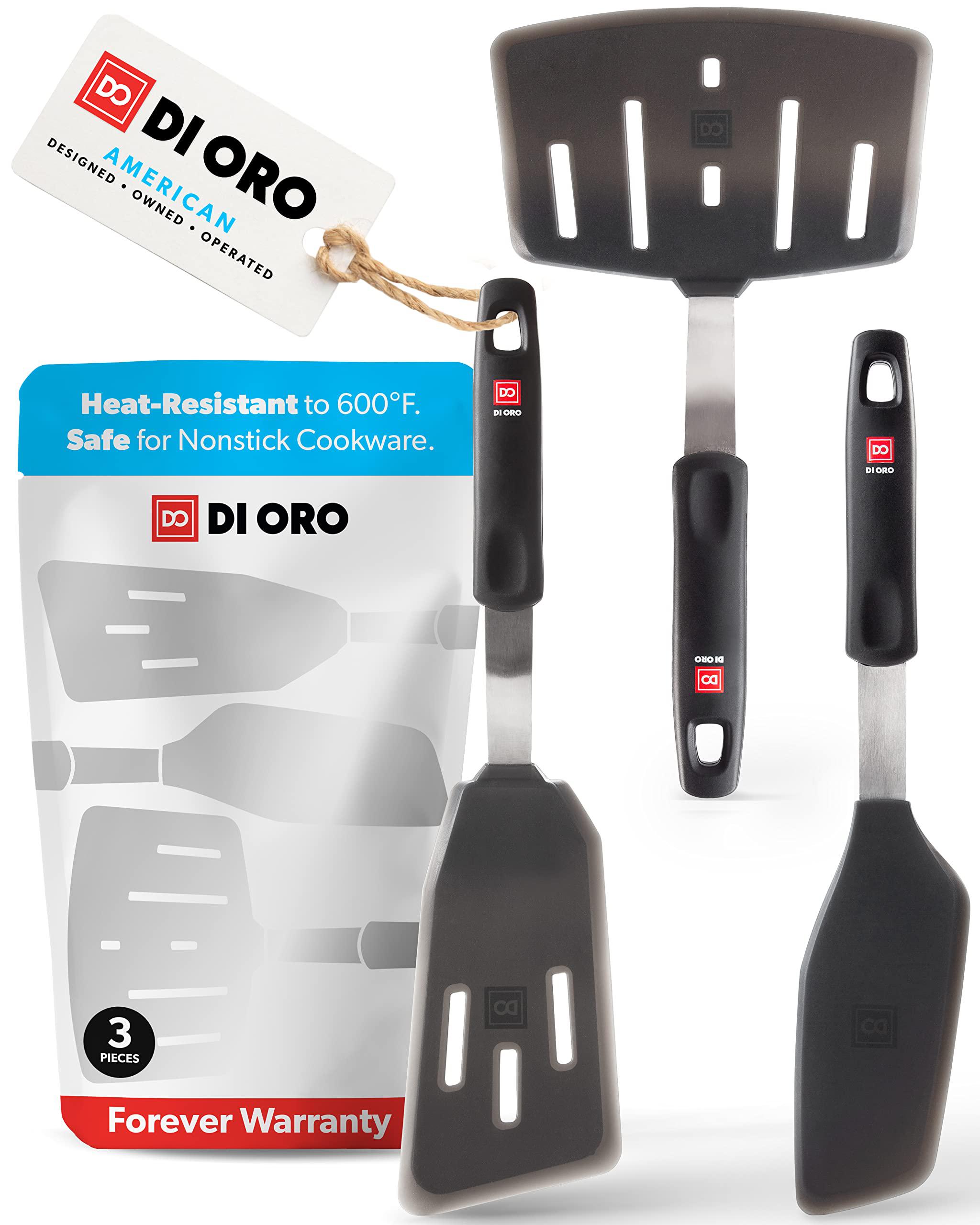 di Oro Living kitchen spatulas for nonstick cookware - silicone turner  spatula set - cooking spatulas silicone heat-resistant up to 600f 