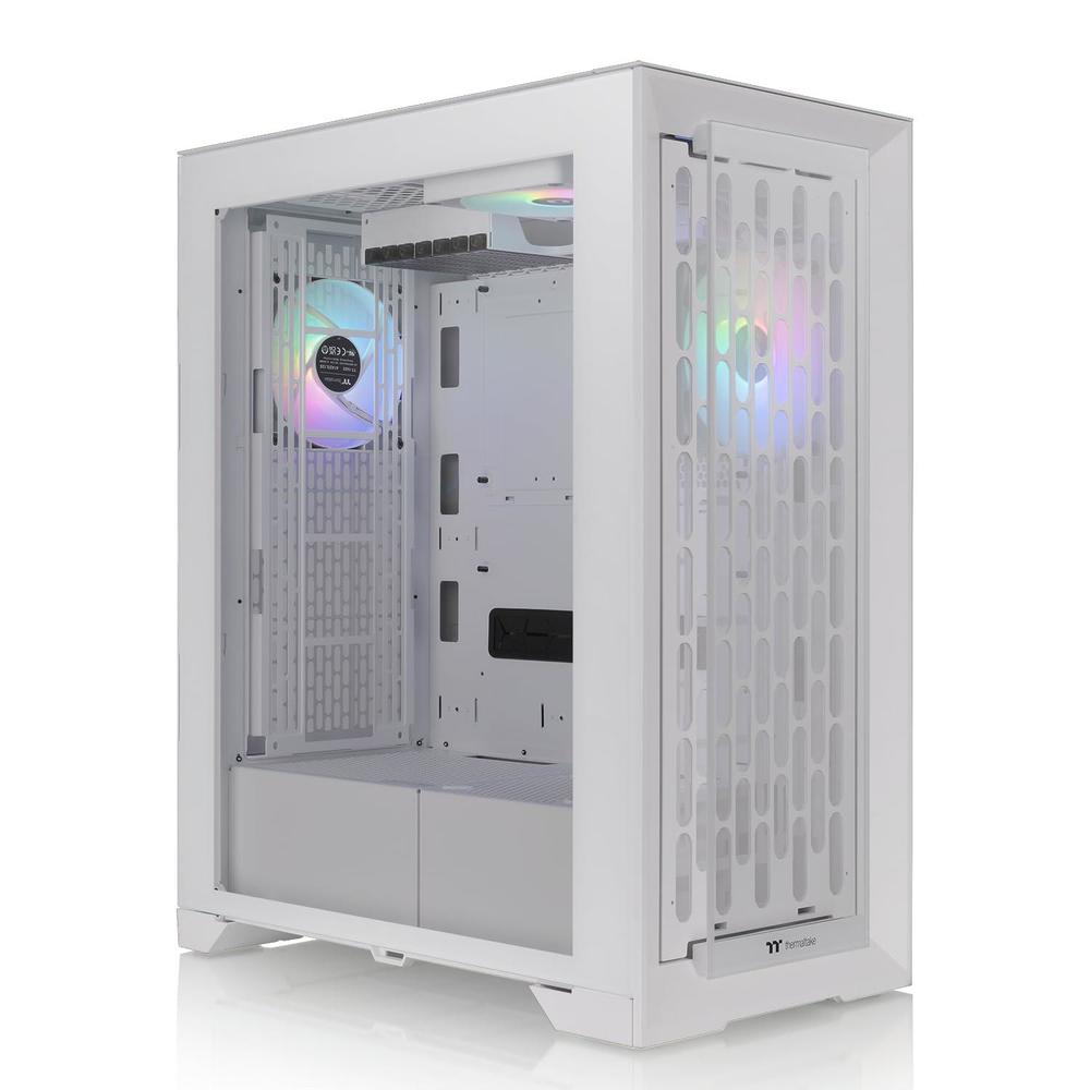 thermaltake cte t500 tg argb snow e-atx full tower with centralized thermal efficiency design; 3x140mm white ct140 argb fans 