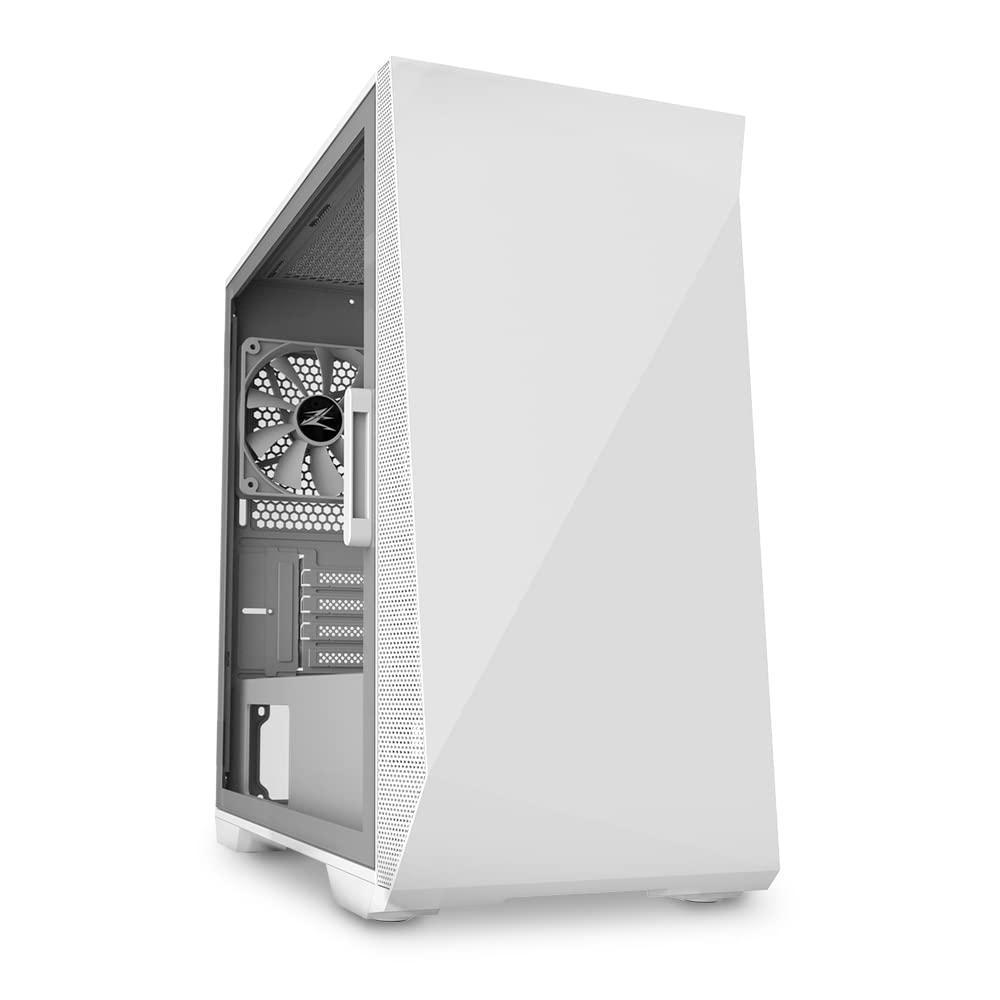 zalman z1 iceberg matx mini tower gaming computer cases, hinged side panel & tempered glass, 3x pre-installed fans, usb 3.0 (