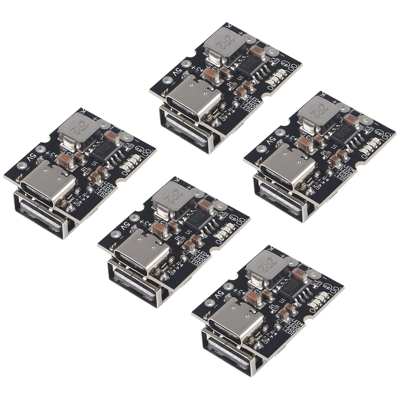 d-flife 5pcs type-c usb 5v 2a boost converter step-up power module lithium battery charging protection board display usb for 