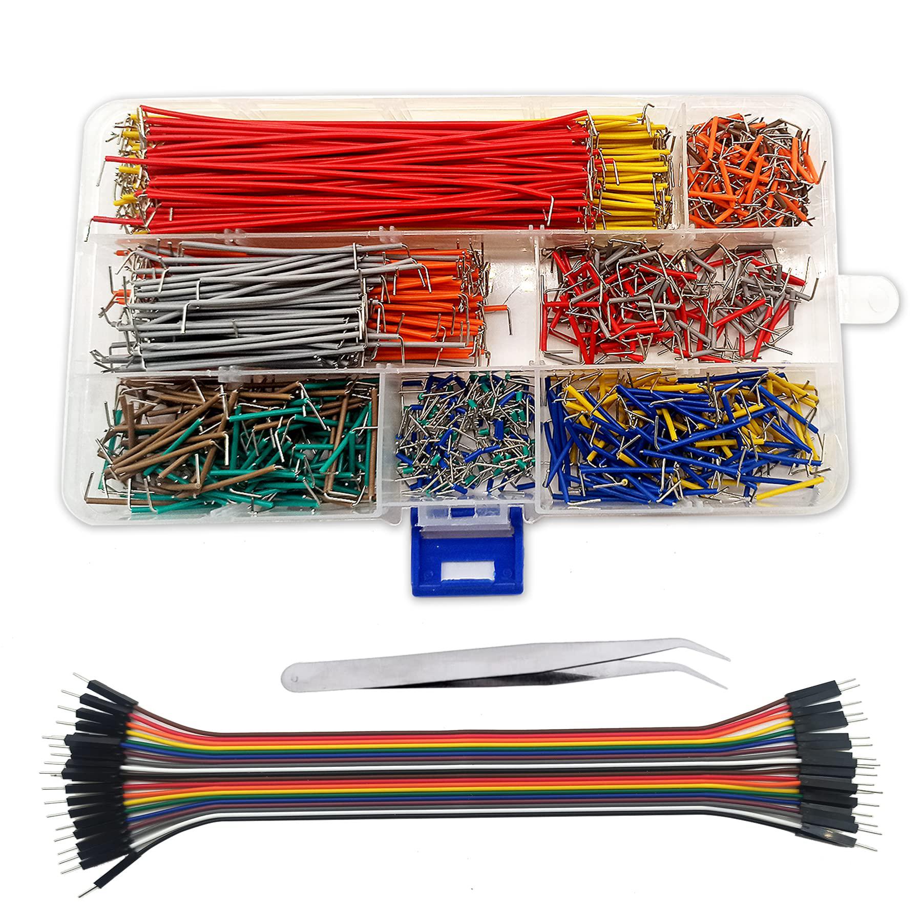 minidodoca 840 pcs breadboard jumper wire cables for arduino, 14 values, 2 mm/0.08"-125 mm/4.92" u-shape magnetic jumper wire