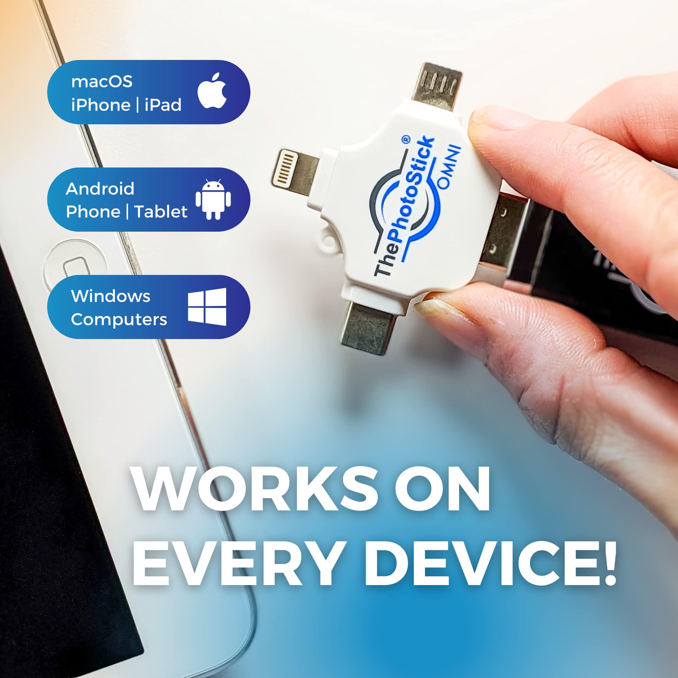 thephotostick usb omni 256gb - effortless photo and video backup for apple, android and windows devices, computers