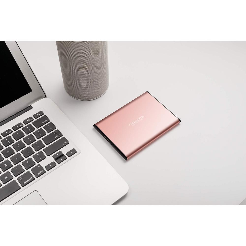 maxone 320gb ultra slim portable external hard drive hdd usb 3.0 for pc, mac, laptop, ps4, xbox one - rose pink