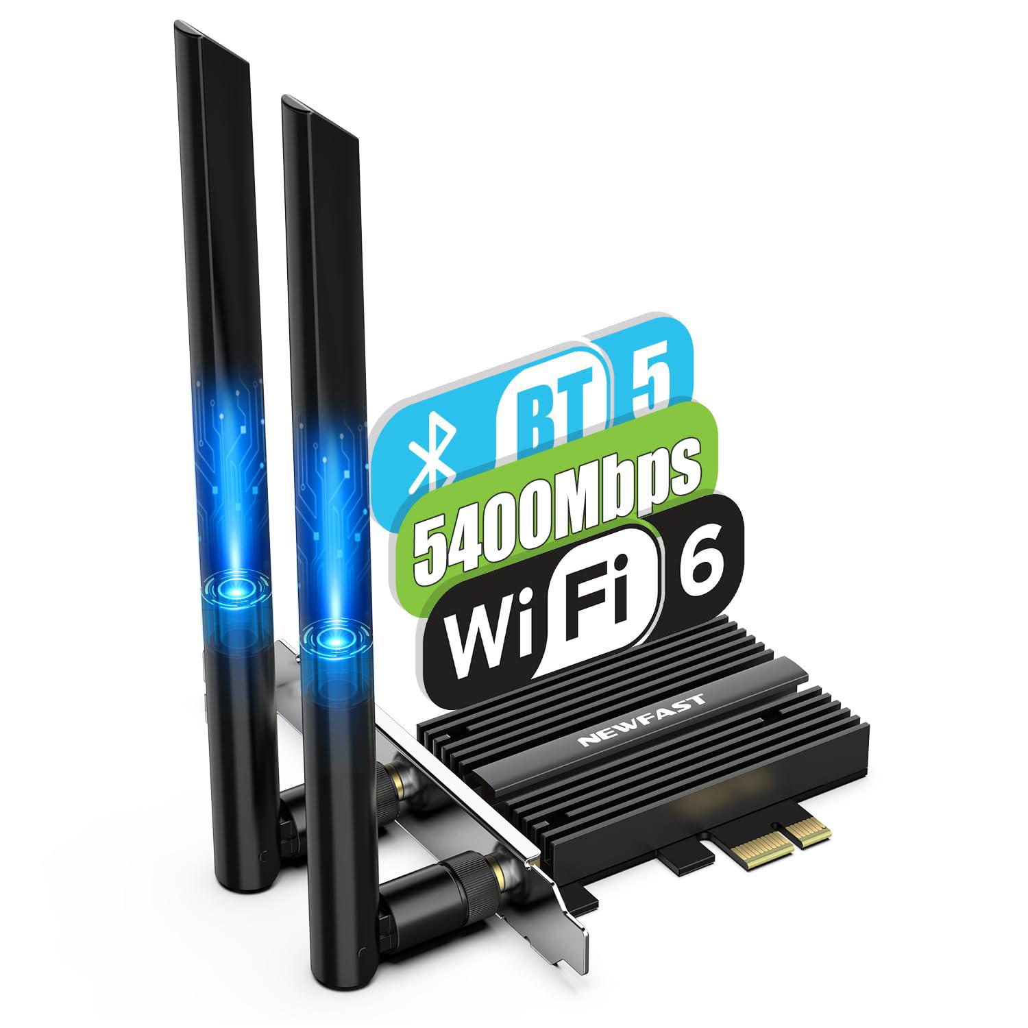 newfast pcie wifi card axe5400 wifi 6e pcie card for desktop pc, bluetooth 5.2 pci-e wireless wifi network adapter card, wifi
