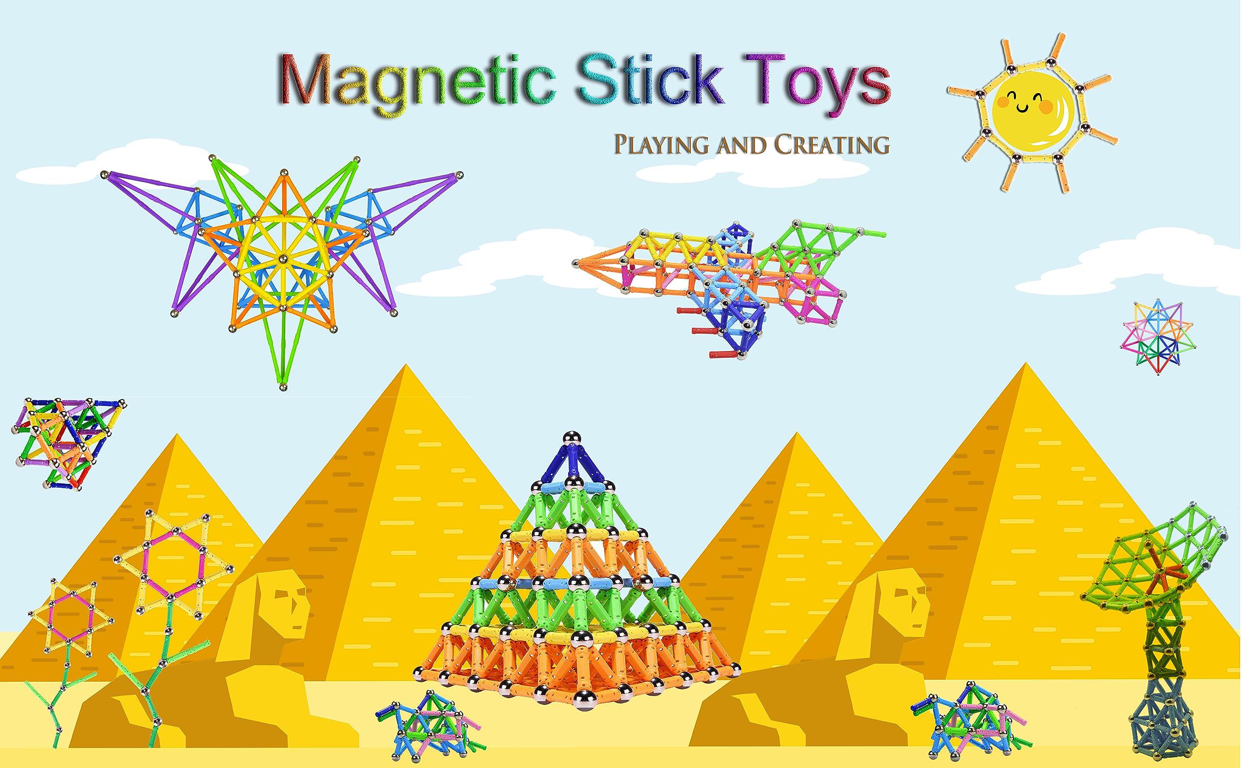 veatree game 206pcs magnetic building sticks blocks toys, magnet educational toys stem toys for kids and adult, 3d non-toxic 