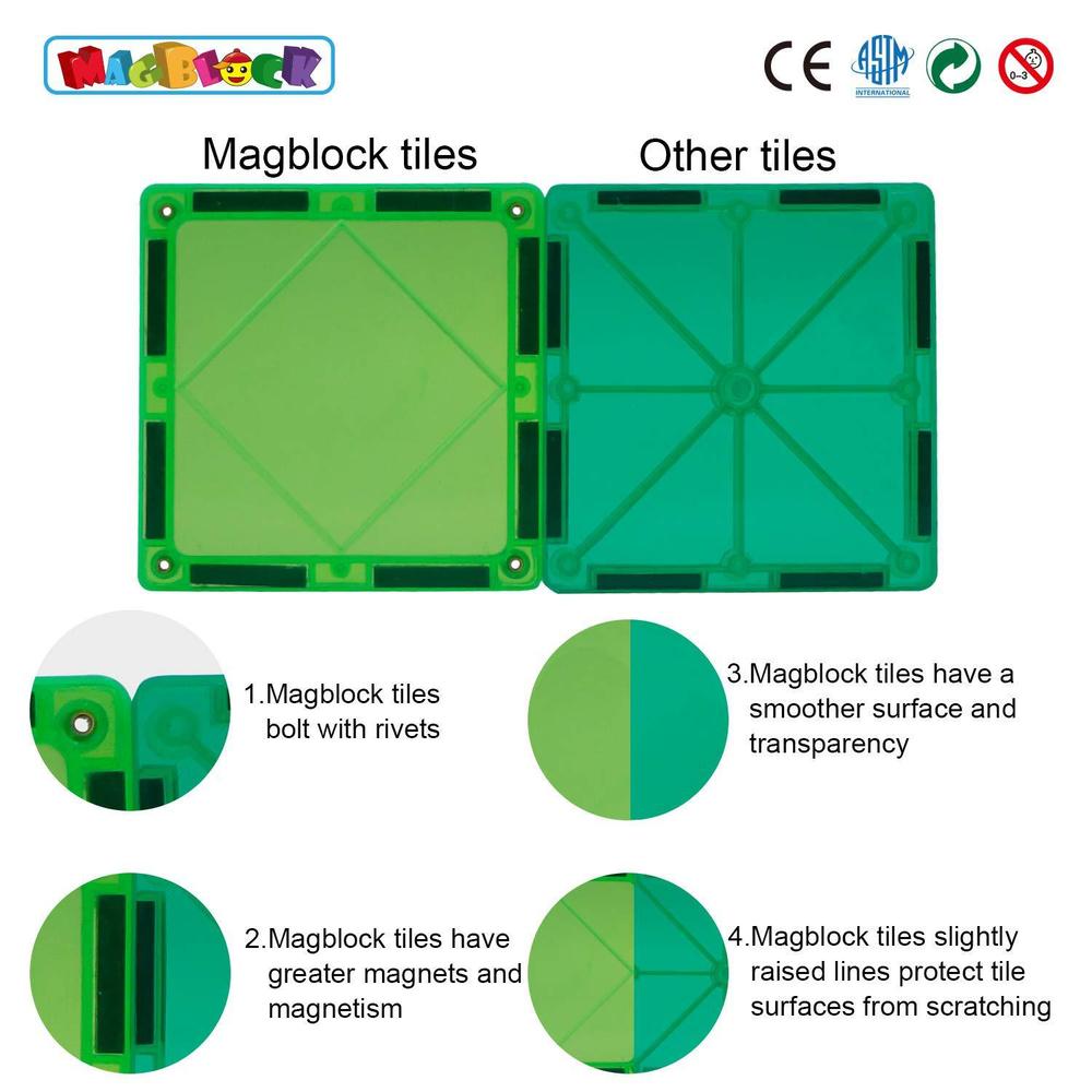 magblock 120 pcs magnetic blocks, magnetic tiles building blocks for kids toys magnet toys set 3d building blocks for toddler