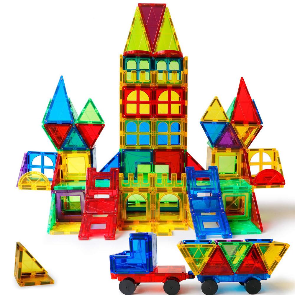 magblock 120 pcs magnetic blocks, magnetic tiles building blocks for kids toys magnet toys set 3d building blocks for toddler
