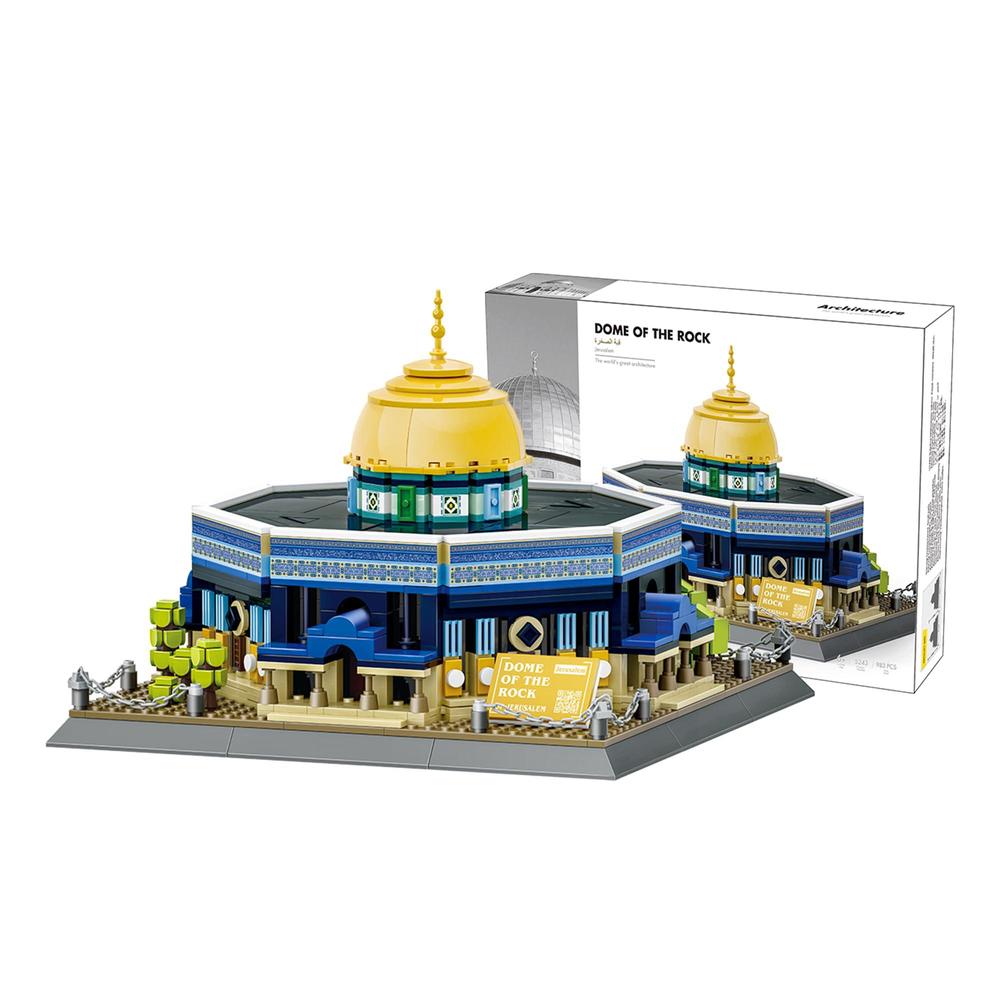 alif and friends dome of the rock building blocks set - 900+ pcs islamic toys for kids - aqsa muslim eid gifts for kids