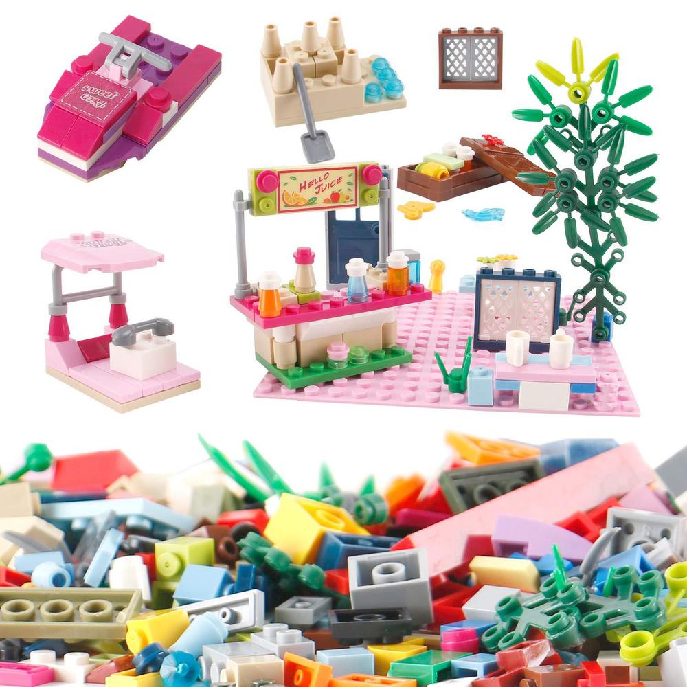 liberty imports 1000 pcs bucket of mini building bricks playset with base plates, 16 color classic and pastel mix blocks set 