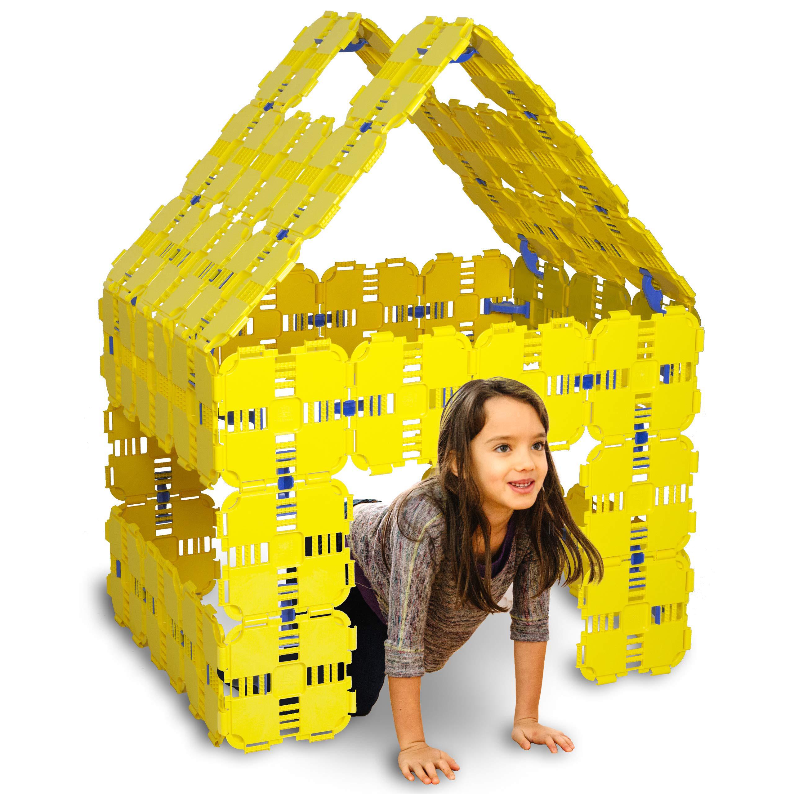 fort boards: fort building kit | jumbo blocks - kids building toys | 90 piece set: yellow
