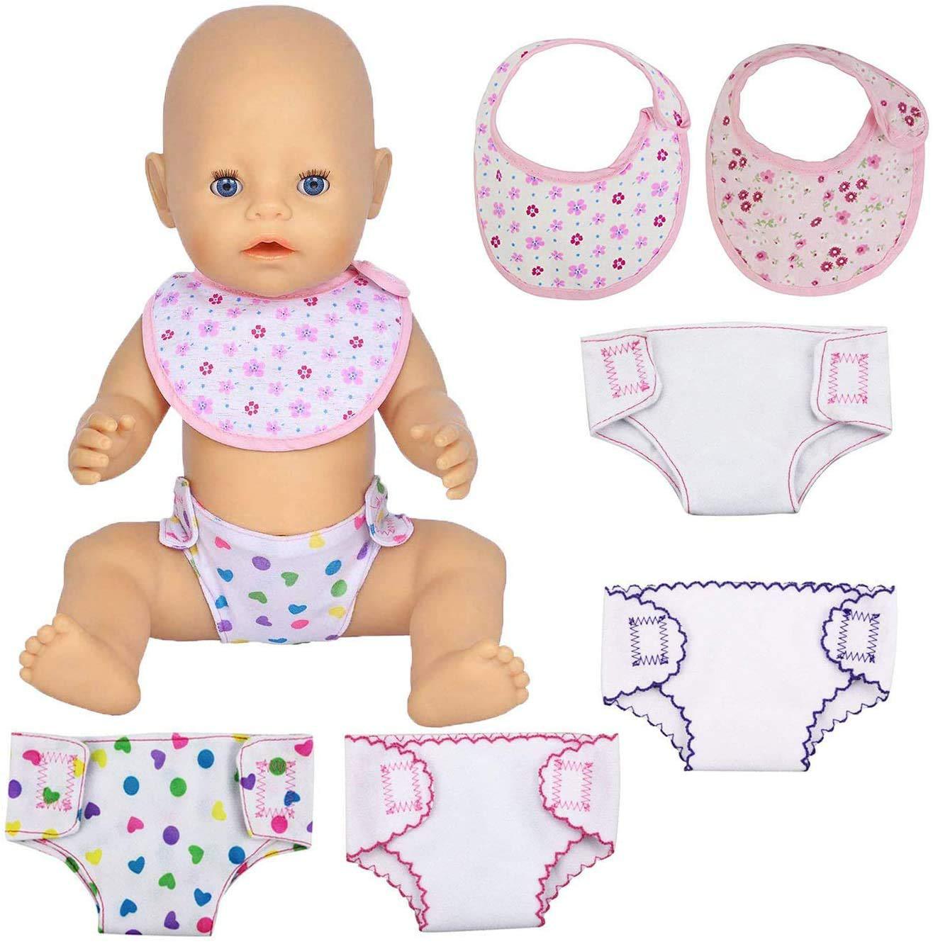 Famoby 4pcs baby doll diapers doll underwear and 2pcs doll bids for 14 to 18 inch doll, american girl doll baby alive girl birthday 