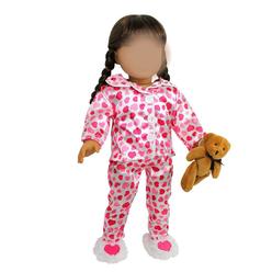 Dress Along Dolly heart pjs doll outfit for american 18" dolls (4 piece set) - pink heart valentines day clothes and accessories costume includ