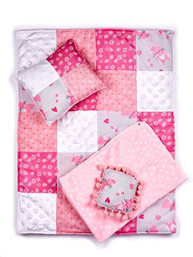 dreamworld collections - quilt - 4 piece 18 inch doll bedding set - fits 18 inch dolls (dolls not included)