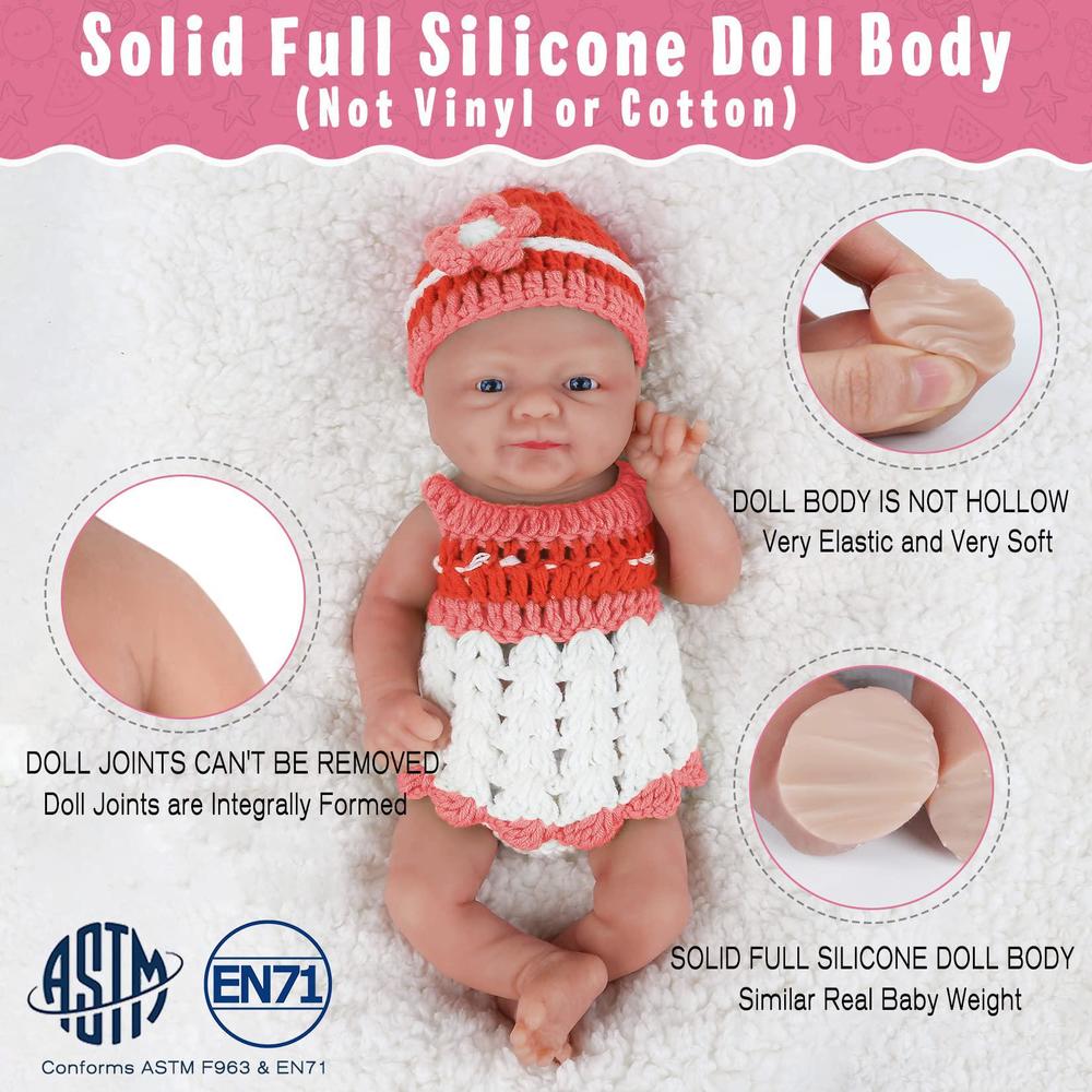 vollence 14 inch full body silicone baby dolls,not vinyl dolls,soft realistic real silicone baby doll bald, lifelike newborn 
