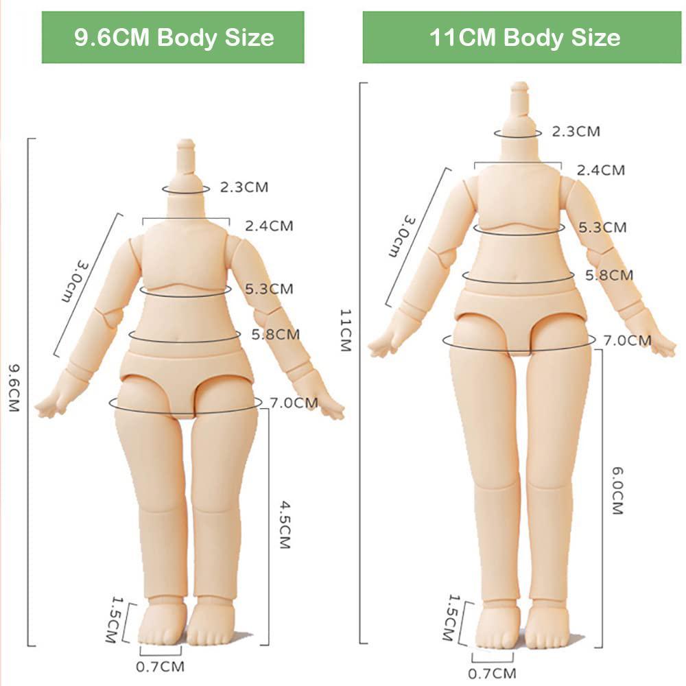 xidondon 1/12 scale bjd doll body 9.6cm/11cm ymy2 body action figures replacement body doll accessories (normal white,11cm)