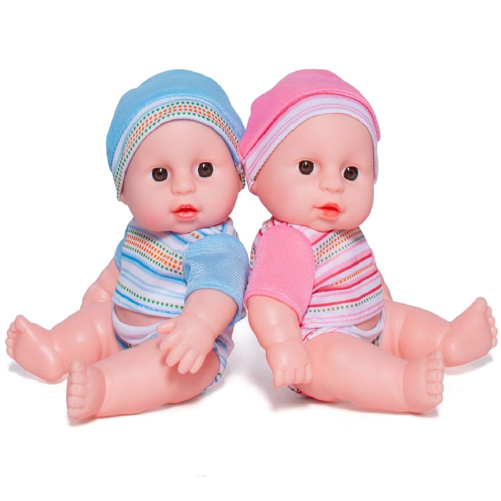prextex mini twin dolls set - 7.5 inch cute baby twins dolls boy and girl set - baby doll accessories best gift toys for baby