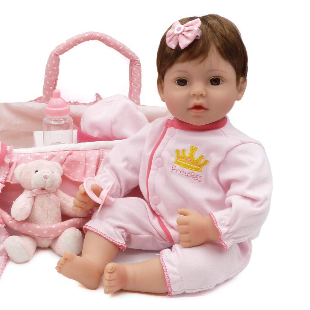 charex reborn baby doll handmade lifelike reborn toddler dolls, 18 inch weighted realistic girl doll, soft body toy gift set 