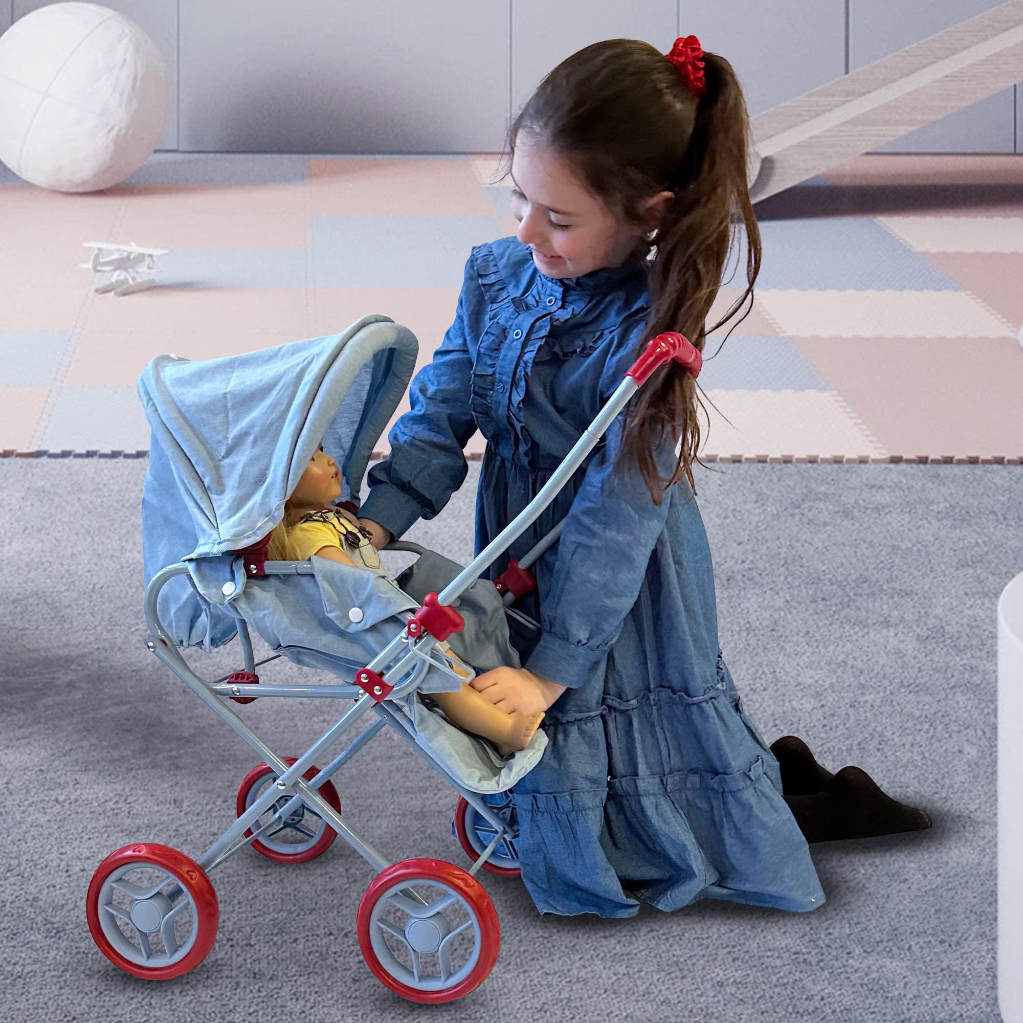 The New York Doll Collection baby doll stroller play set, 3-in-1 babydoll stroller with removable bassinet baby carriage for dolls toy doll stroller for t