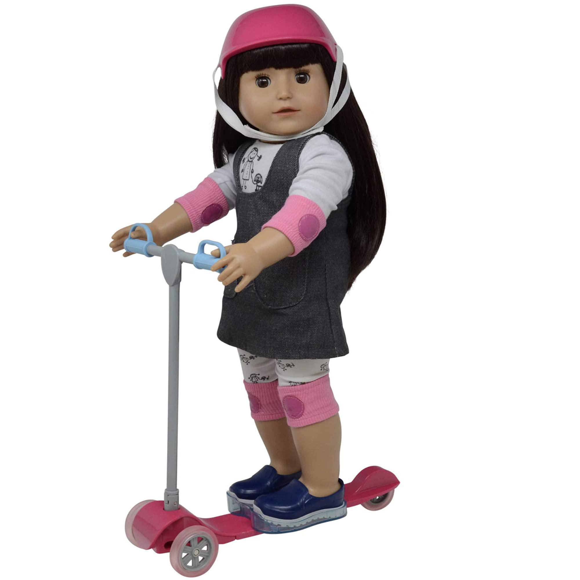 the new york doll collection 18" doll scooter & helmet set - 18in dolls accessories doll bike accessories play set and doll h