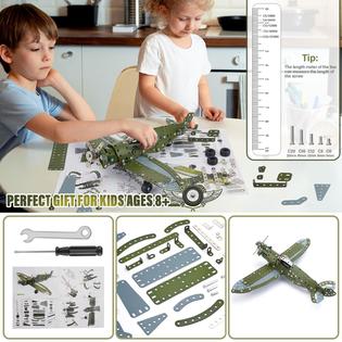 LILCRUIBAO lilcruibao stem projects for kids ages 8-12 12-16,258 pieces  erector sets model airplane kit,assembly metal building toys bir