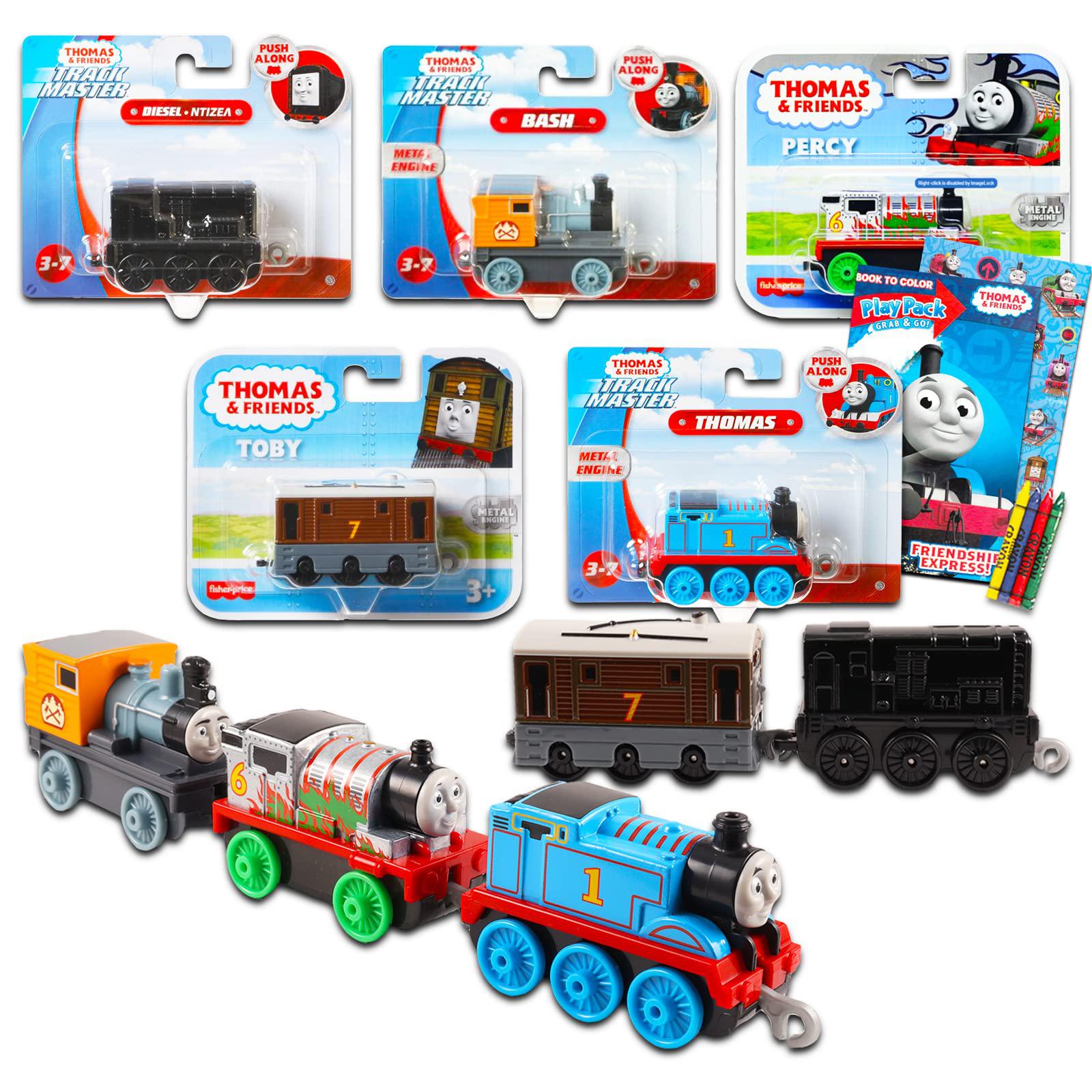 Crenstone Thomas The Train and Friends Trains Set - 5 Pc Bundle Featuring Thomas, Diesel, Percy, Bash, and Toby Plus Thomas Play P