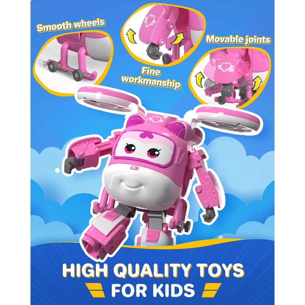 super wings 5" transforming supercharged dizzy airplane toys, action figure plane to robot, suitable for 3 4 5 years old kids