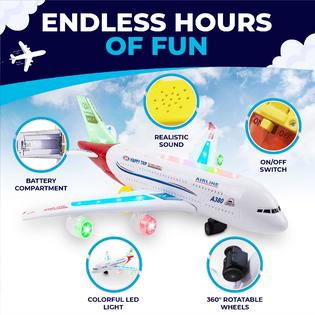 Toysery toysery airplane toys for kids, bump and go action, toddler toy  plane with led flashing lights and sounds for boys & girls 3