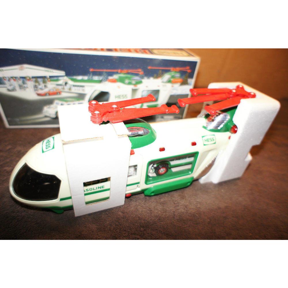 hess 2001 toy helicopter with motorcycle and cruiser