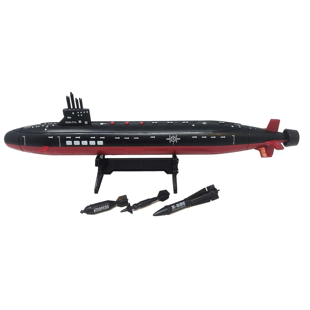 Toy Essentials 16.5 inch toy black submarine with sound effects and torpedo