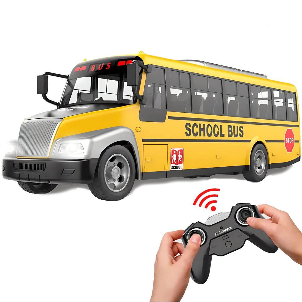 Remote Control Red Bus liberty imports rc school bus - 2.4ghz remote control toy bus with led ...