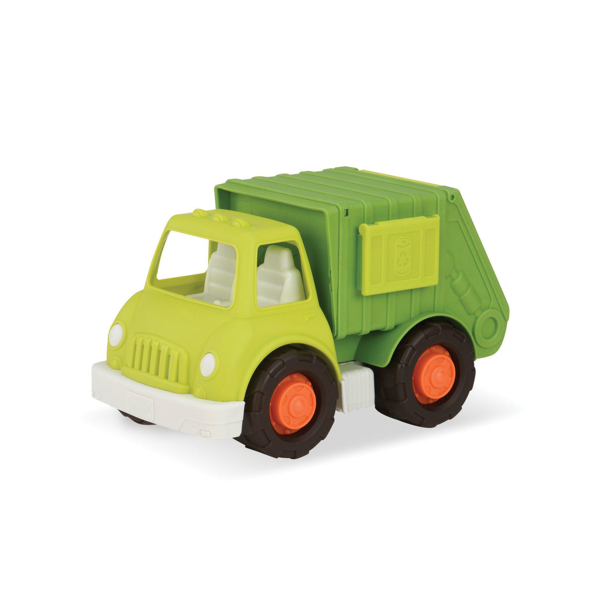 wonder wheels by battat - recycling truck - toy garbage truck - 3 compartments for waste management - toy vehicle for toddler
