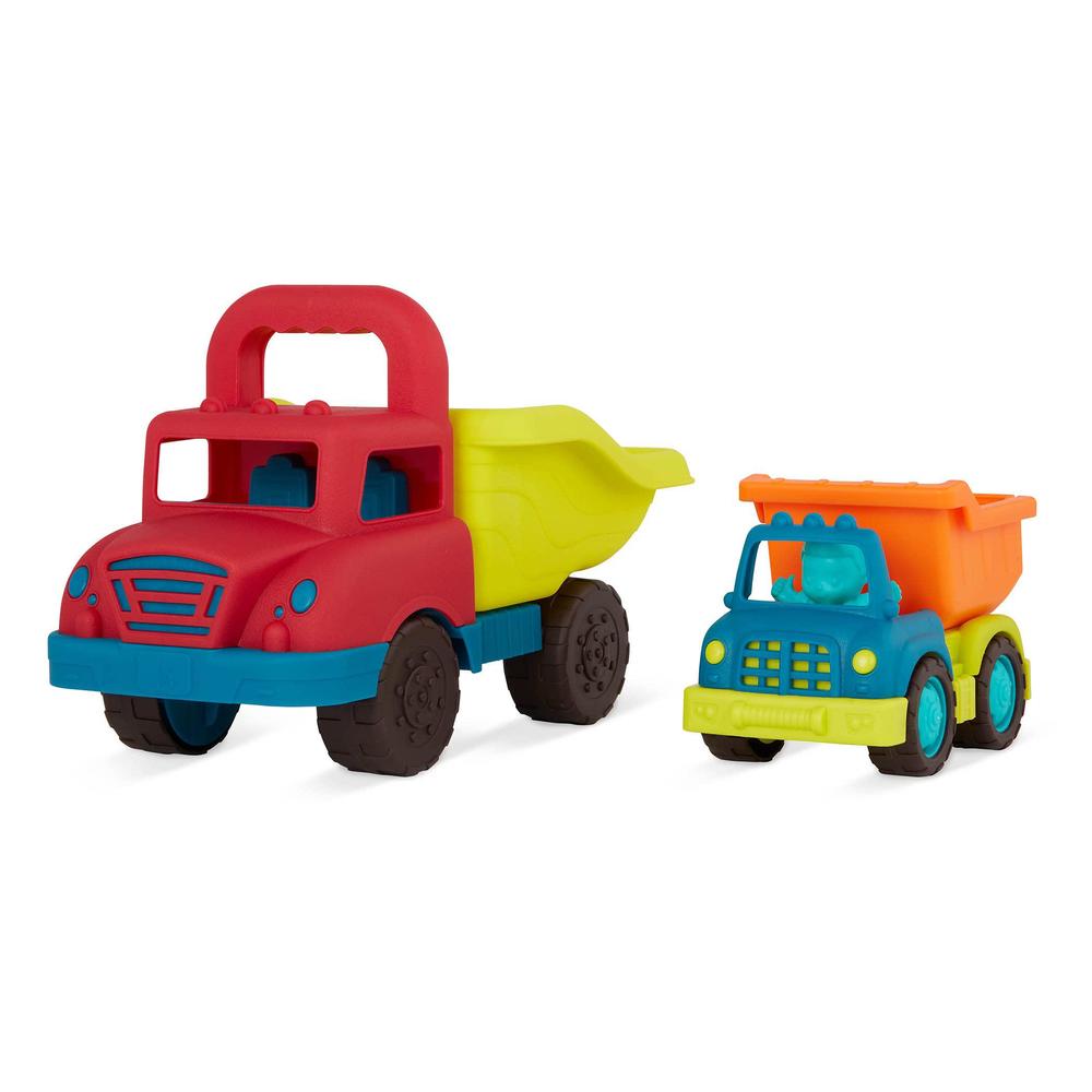 B.toys b. toys - 2 dump trucks - 1 large truck & 1 small truck - big truck with handle & mini truck with driver - toy trucks for tod