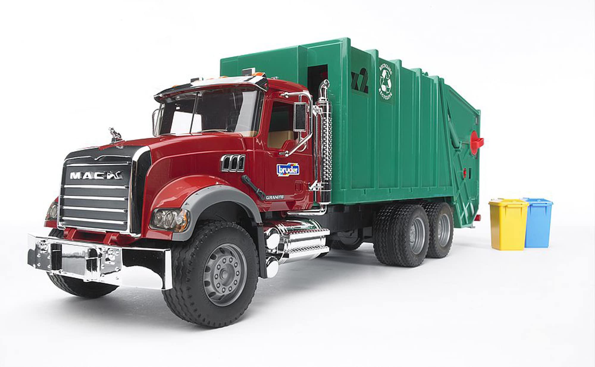 Bruder Toys bruder 02812 mack granite rear loading garbage truck (ruby red green)