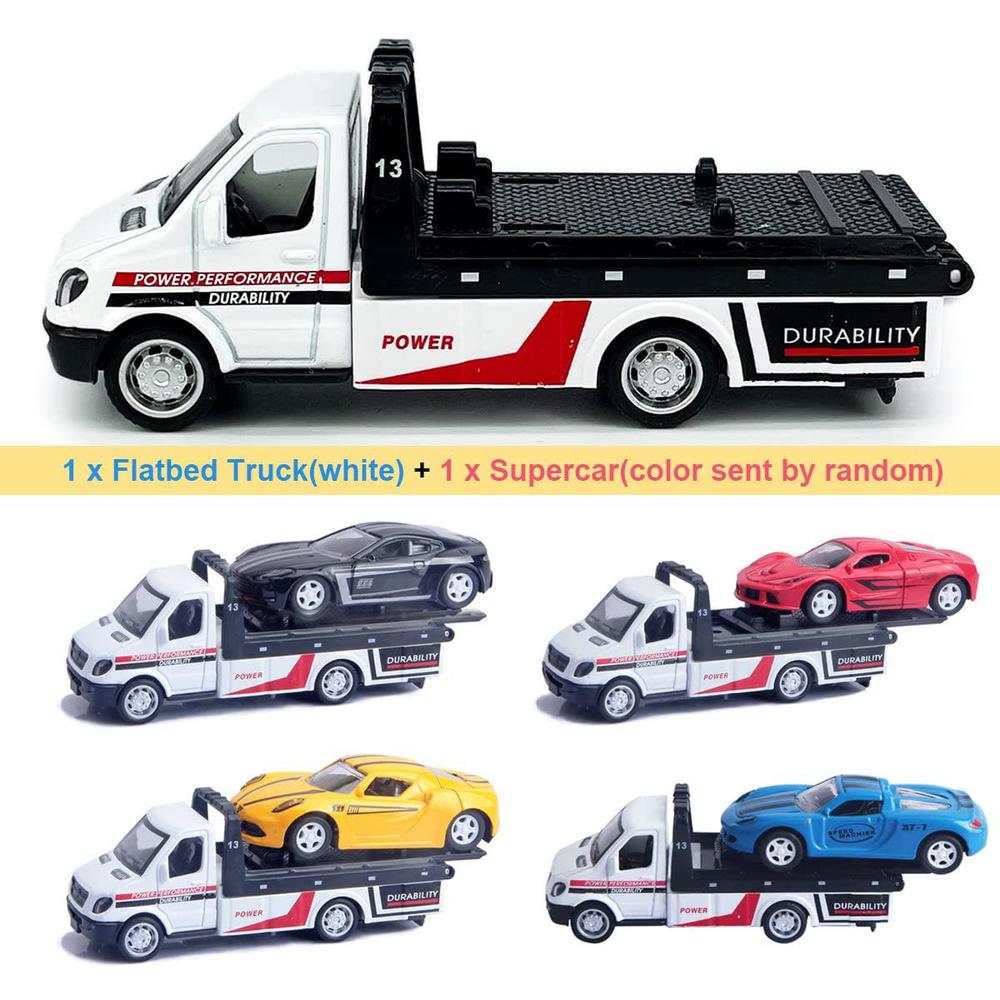 Metanyl flatbed truck toy tow truck transport trailer car carrier metal diecast pull back vehicles 2 in 1 vehicle playset toy trucks 