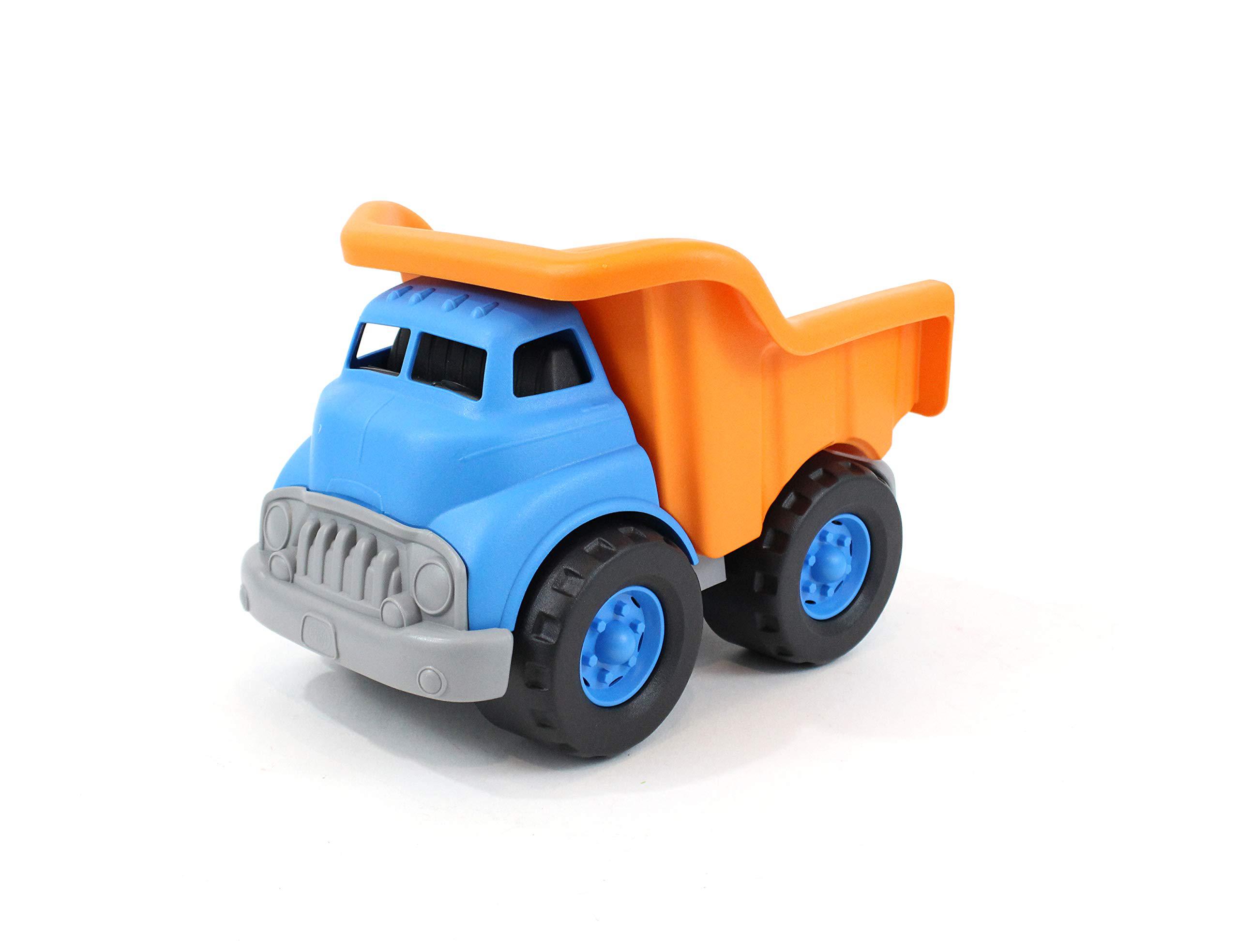 green toys dump truck, blue/orange - pretend play, motor skills, kids toy vehicle. no bpa, phthalates, pvc. dishwasher safe, 