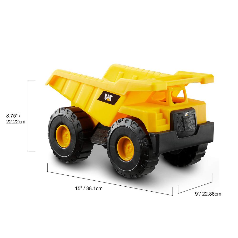 cattoysofficial, cat construction tough rigs 15" dump truck toy, ages 3 and up