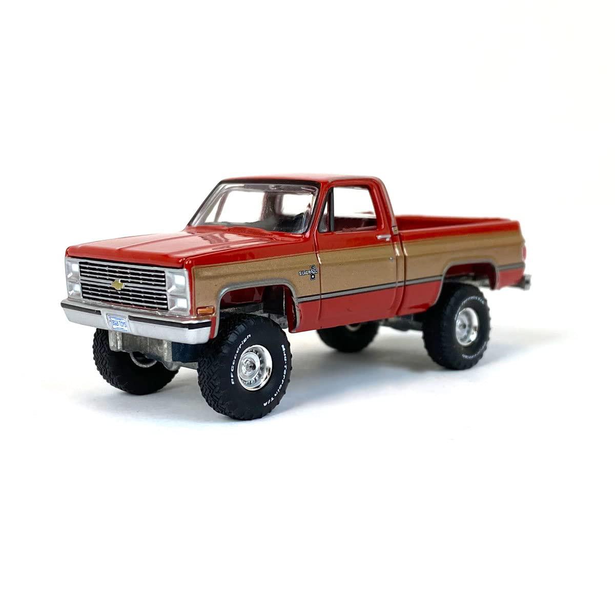 truck 1/64 1983 chevy k10 4x4, red/gold, exclusive limited edition cp7805