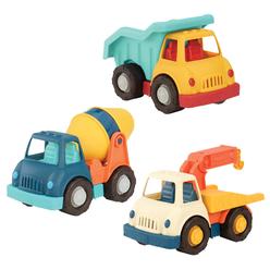 wonder wheels by battat - dump truck, tow truck, cement truck - toy truck combo set for toddlers age 1 & up (3 pc) - 100% rec
