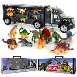 MOBIUS Toys Dinosaur Truck Carrier - Dinosaur Toy for Boys, 12 Dinosaur Toys Playset - Toy Dinosaurs for Boys Age 3 & Up with More Dinosaur 